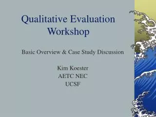 Qualitative Evaluation Workshop