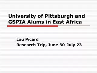 University of Pittsburgh and GSPIA Alums in East Africa
