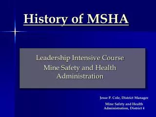 History of MSHA