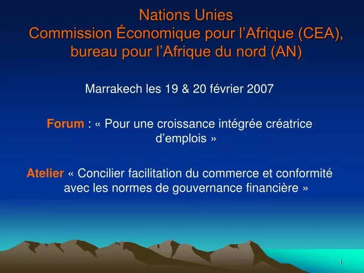 nations unies commission conomique pour l afrique cea bureau pour l afrique du nord an