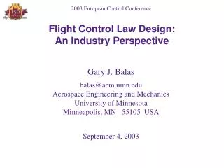 Flight Control Law Design: An Industry Perspective