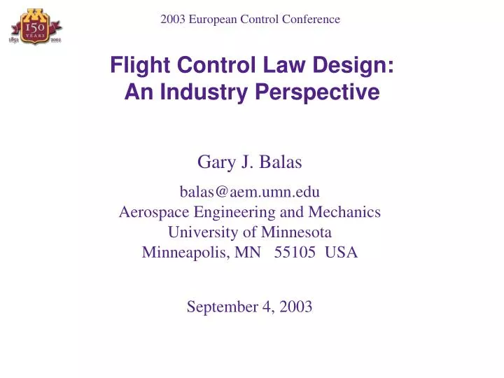 flight control law design an industry perspective