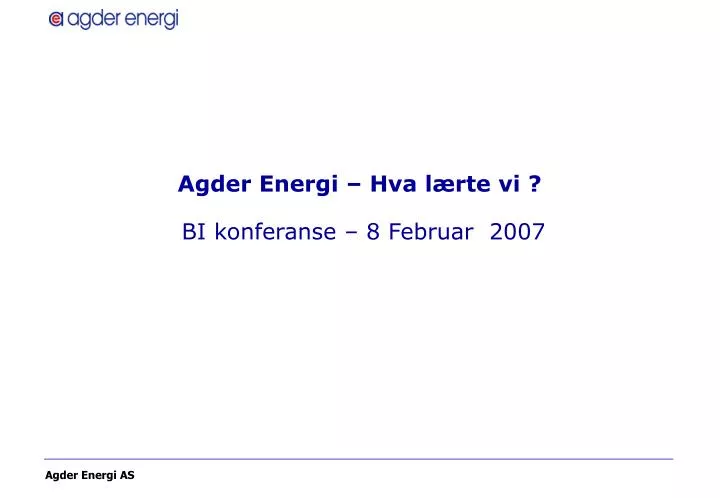 agder energi hva l rte vi bi konferanse 8 februar 2007