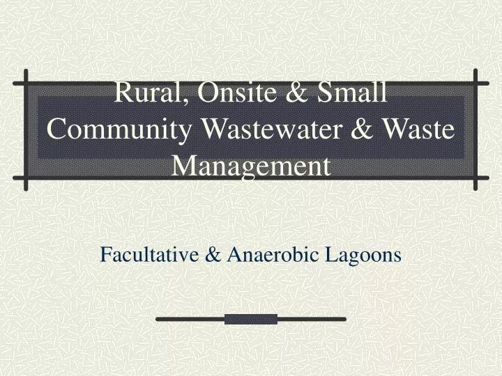 rural onsite small community wastewater waste management
