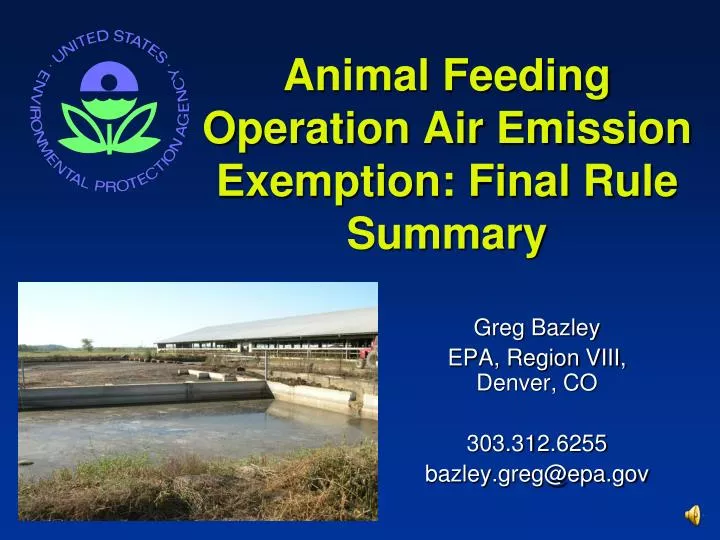 animal feeding operation air emission exemption final rule summary