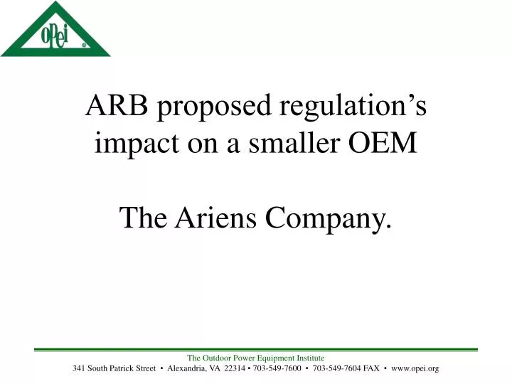 arb proposed regulation s impact on a smaller oem the ariens company