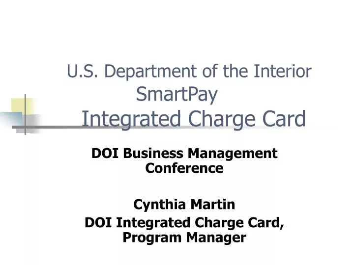 u s department of the interior smartpay integrated charge card