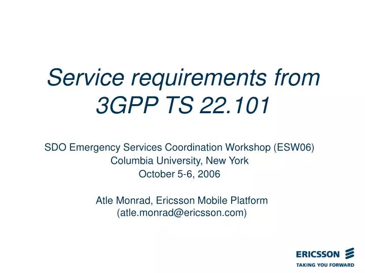 service requirements from 3gpp ts 22 101
