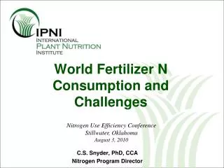 World Fertilizer N Consumption and Challenges
