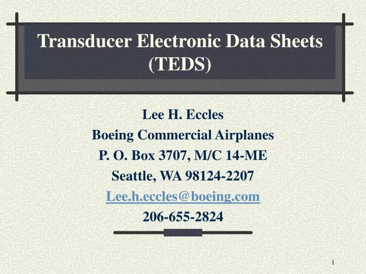 transducer electronic data sheets teds