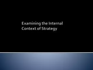 Examining the Internal Context of Strategy