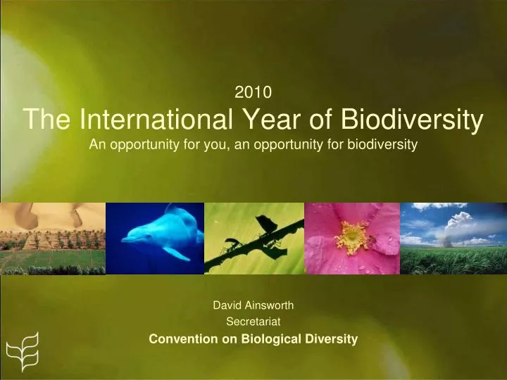 2010 the international year of biodiversity an opportunity for you an opportunity for biodiversity