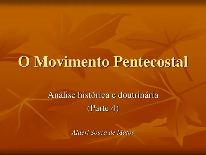 o movimento pentecostal
