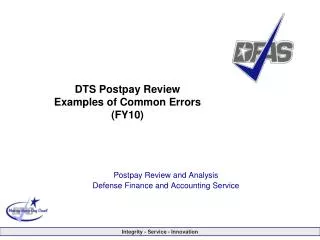 DTS Postpay Review Examples of Common Errors (FY10)