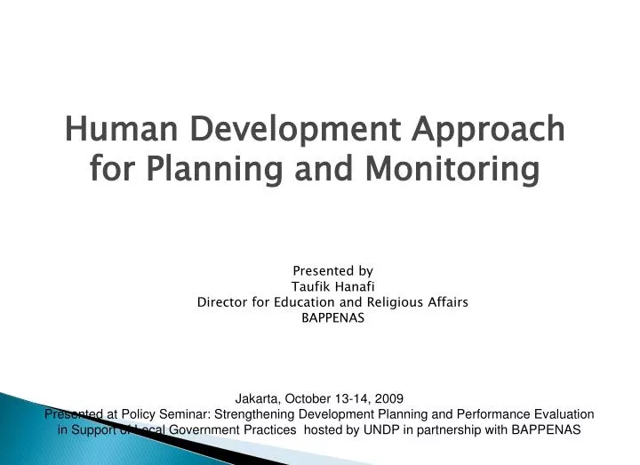 human development approach for planning and monitoring