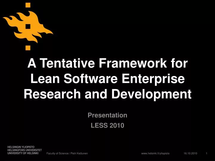 a tentative framework for lean software enterprise research and development