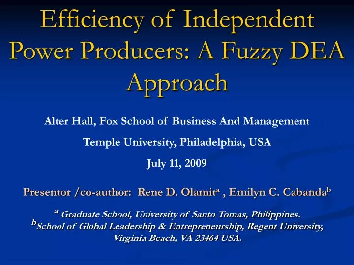 efficiency of independent power producers a fuzzy dea approach