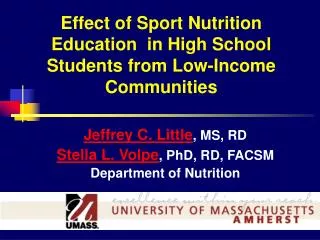 Effect of Sport Nutrition Education in High School Students from Low-Income Communities