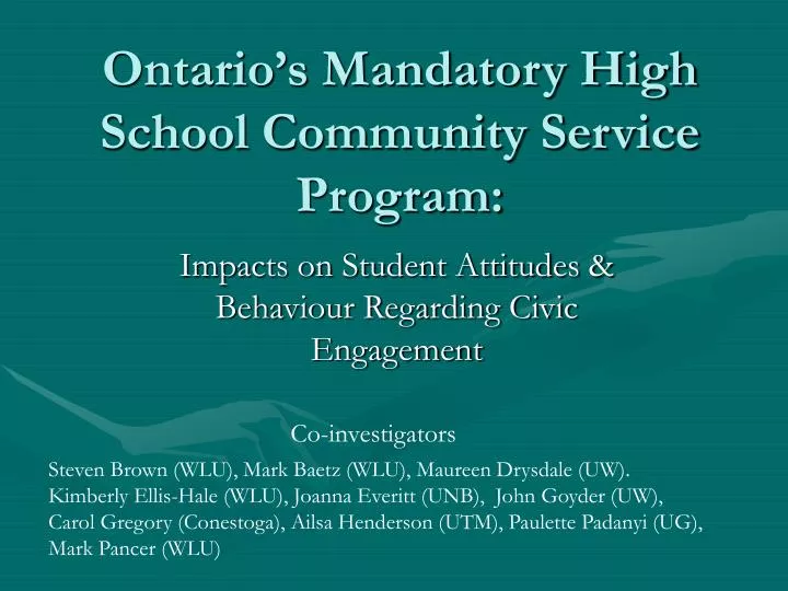 ontario s mandatory high school community service program