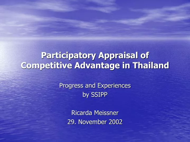 participatory appraisal of competitive advantage in thailand