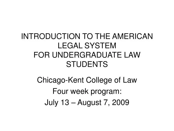introduction to the american legal system for undergraduate law students