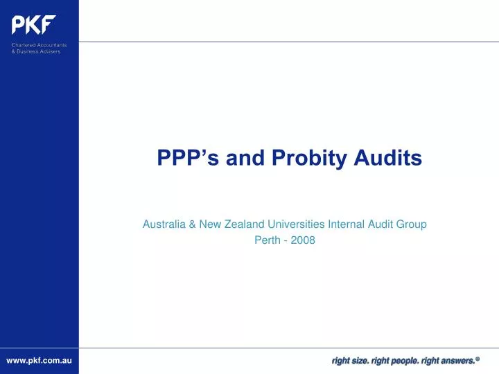 ppp s and probity audits