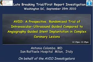 AVIO: A Prospective, Randomized Trial of Intravascular-Ultrasound Guided Compared to Angiography Guided Stent Implantati