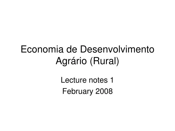 economia de desenvolvimento agr rio rural