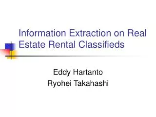 Information Extraction on Real Estate Rental Classifieds