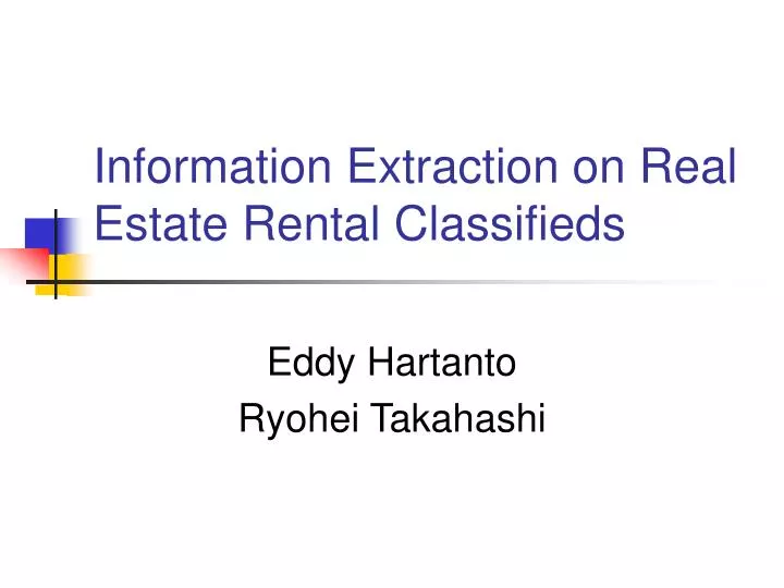 information extraction on real estate rental classifieds