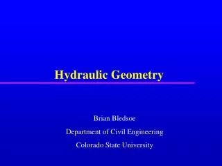 Hydraulic Geometry