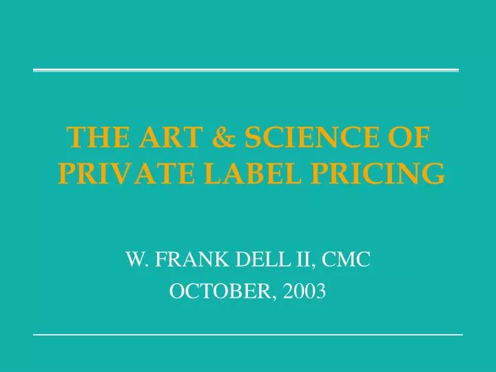 the art science of private label pricing