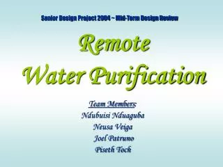 Remote Water Purification