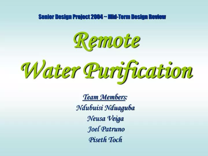 remote water purification