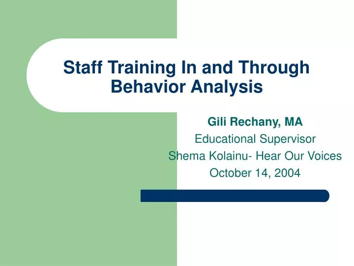 staff training in and through behavior analysis