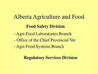 Alberta Agriculture and Food
