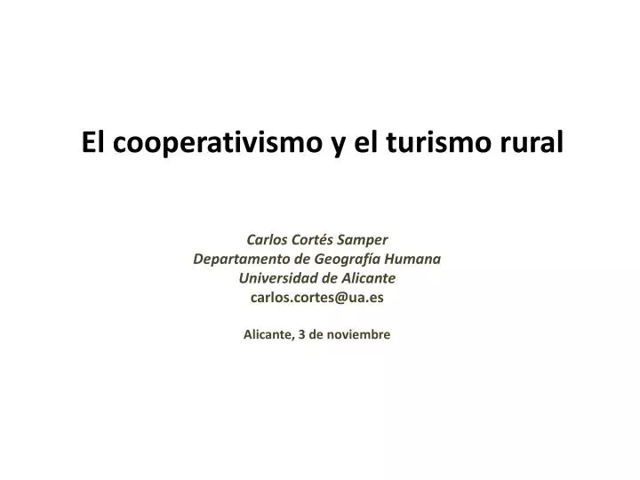 el cooperativismo y el turismo rural