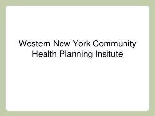 Western New York Community Health Planning Insitute