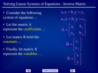 Solving Linear Systems of Equations - Inverse Matrix