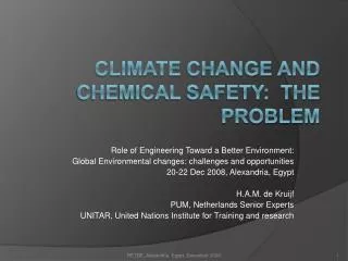 Climate change and chemical safety: the problem
