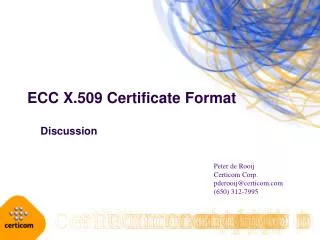 ECC X.509 Certificate Format