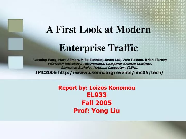 report by loizos konomou el933 fall 2005 prof yong liu