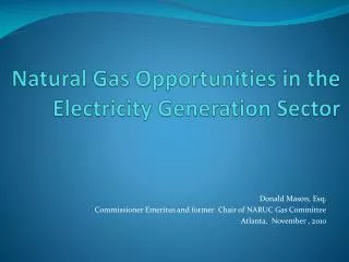 Natural Gas Opportunities in the Electricity Generation Sector