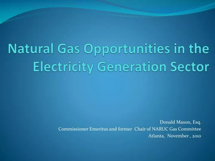 natural gas opportunities in the electricity generation sector