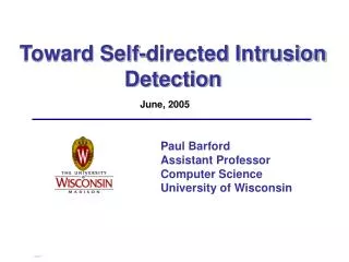 Toward Self-directed Intrusion Detection