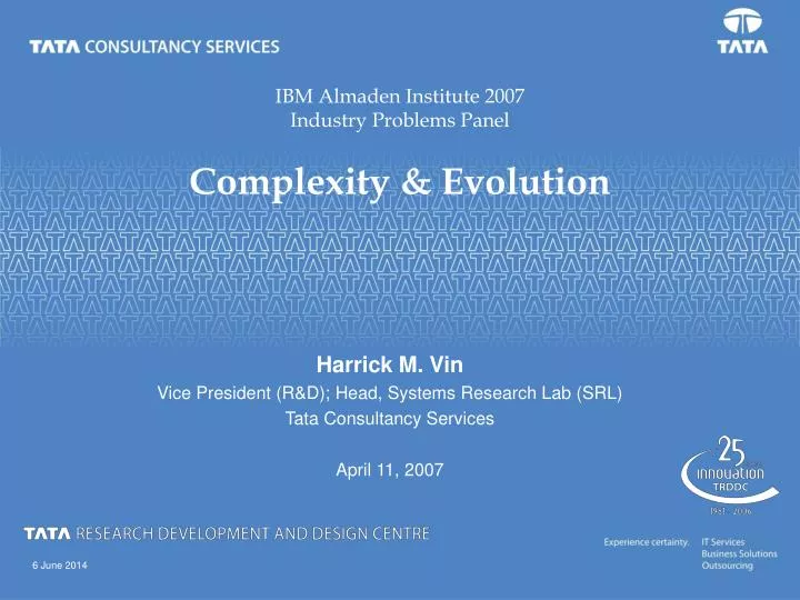 ibm almaden institute 2007 industry problems panel complexity evolution