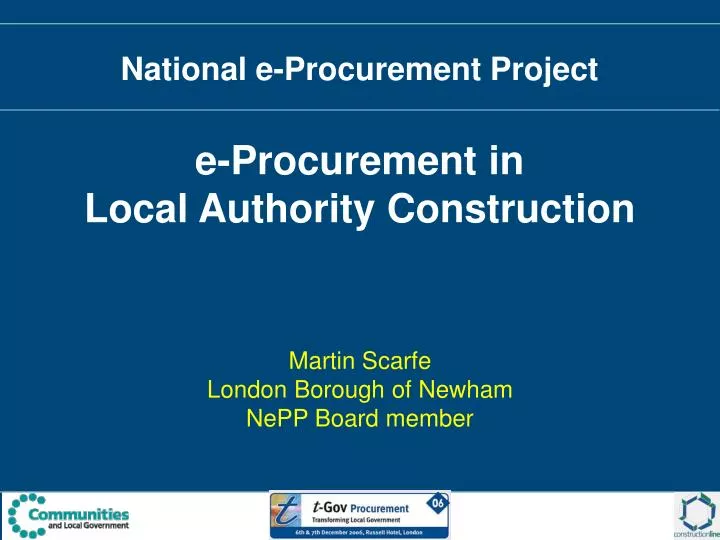 national e procurement project e procurement in local authority construction