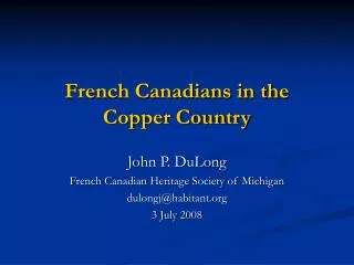 French Canadians in the Copper Country