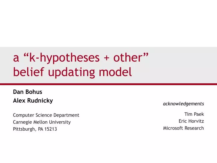 a k hypotheses other belief updating model