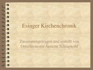 Esinger Kirchenchronik